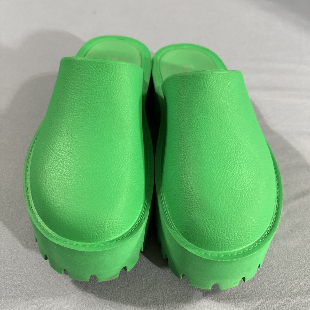 Jeffrey Campbell Green Slip On Slide Chunky Platform Mule Sandals