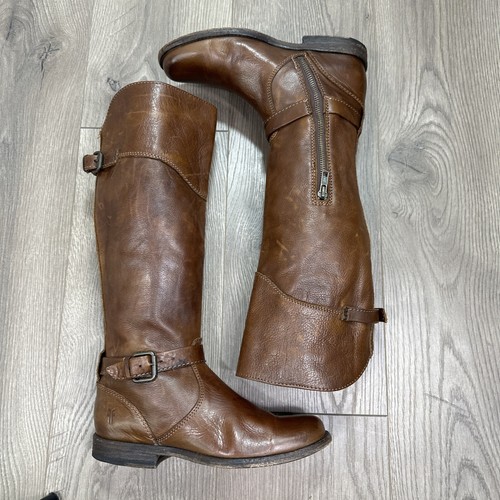 Frye Brown Leather Side Zip Pull On Riding Boots Women’s Size US 6.5B - Picture 5 of 10