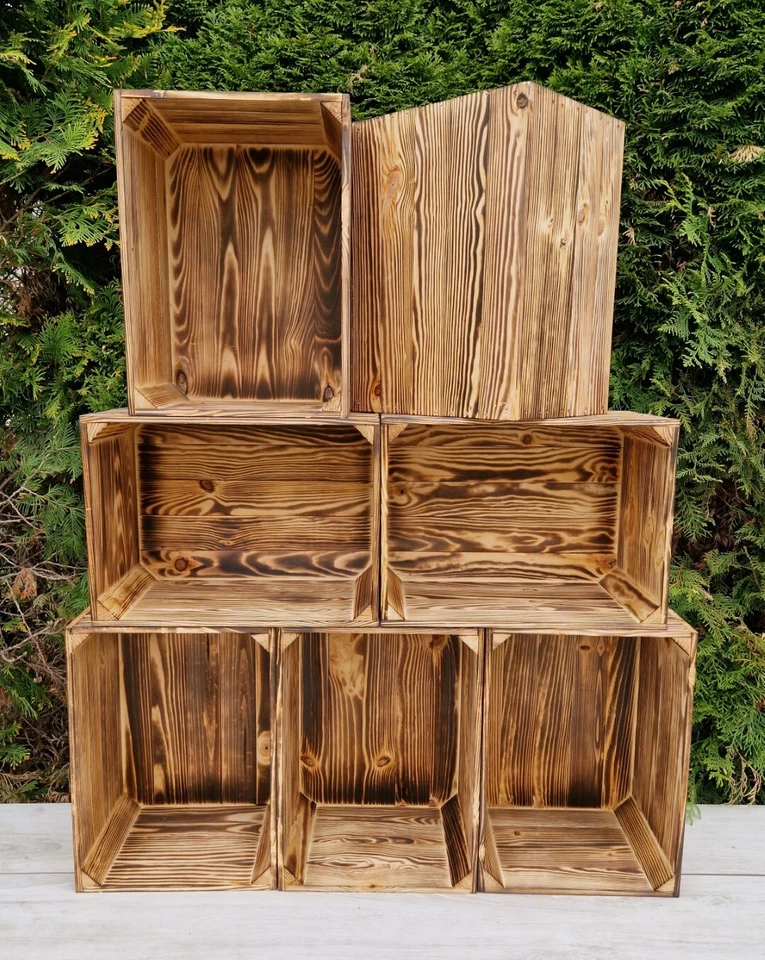 Casse di legno scatole portaoggetti, 40x30x24 cm cassette di legno Naturale - Immagine 3 di 4