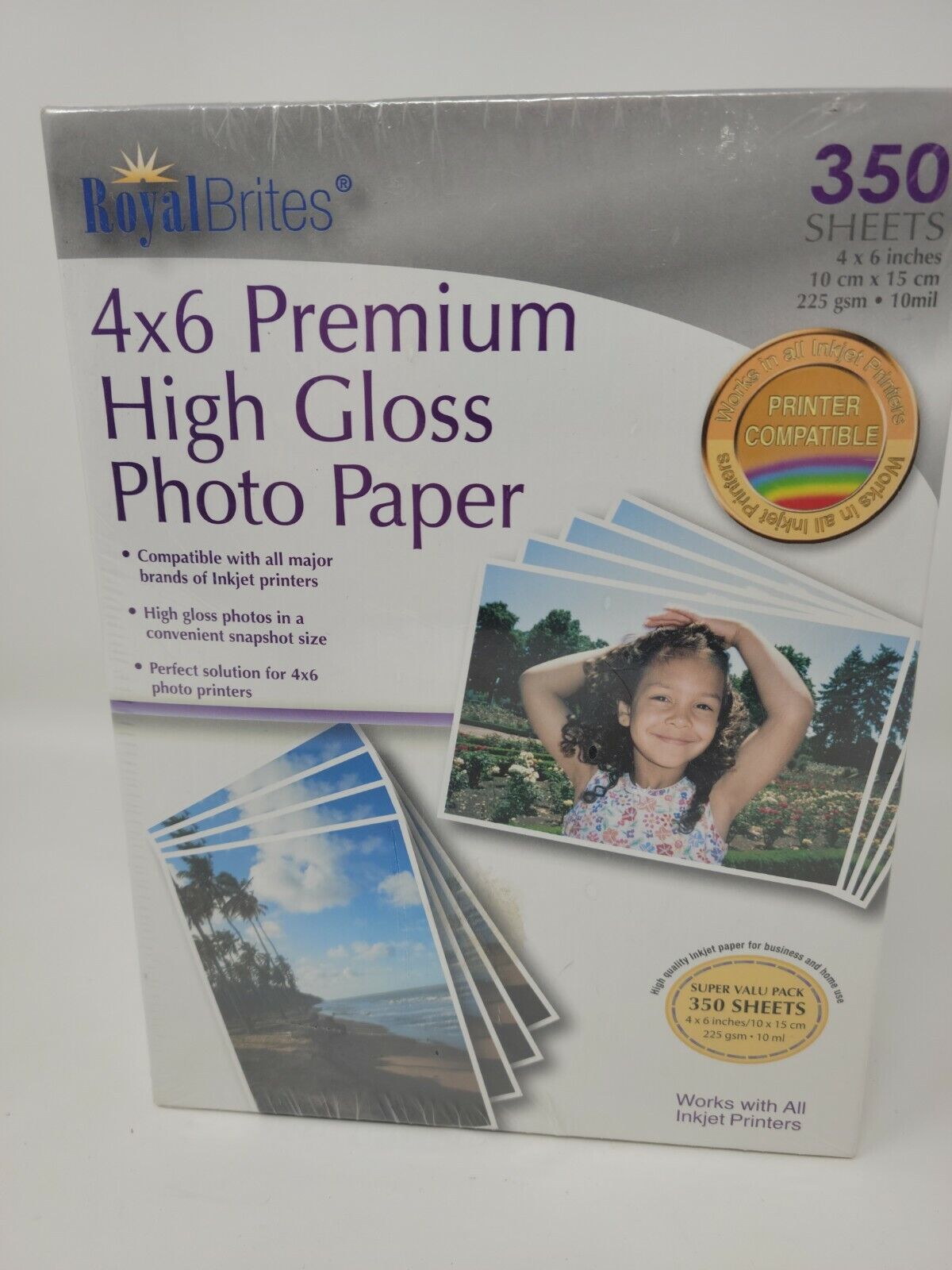 Royal Brites 4" x 6" Premium High Gloss Photo Paper 350 Sheets Sealed 