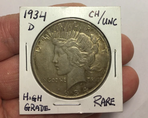 1934-D Peace Silver Dollar AU+/BU Detail ** High Grade ** Better Date