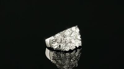 Mens REAL Solid 925 Sterling Silver Iced Nugget Ring Hip Hop CZ | eBay