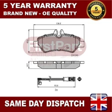 Fits Mercedes Sprinter 2006- VW Crafter 2006-2016 Firstpart Rear Brake Pads Set