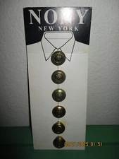 NONY NY MILITARY THEME Set of 6 Gold-tone Snap Open/Close Metal Button Covers