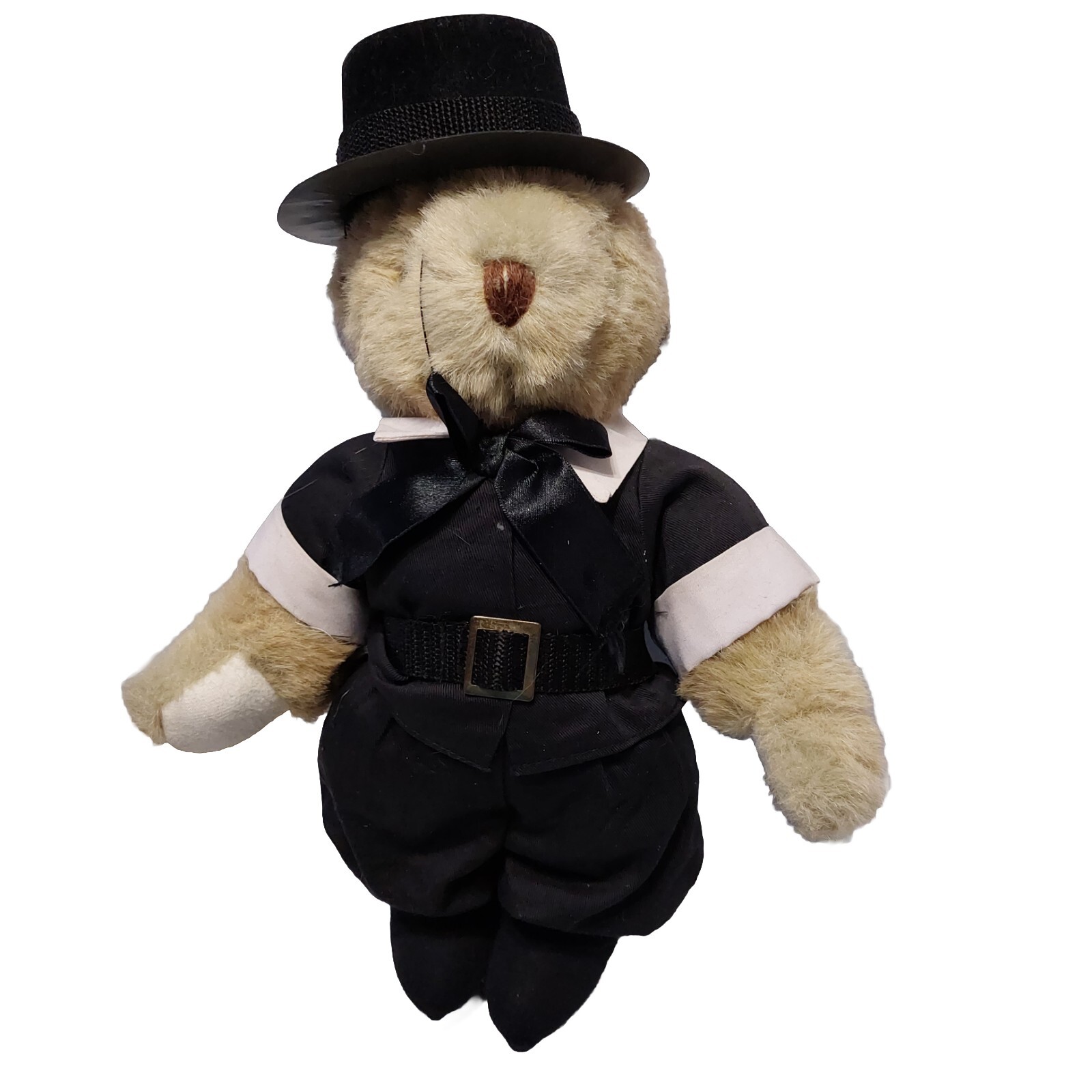Pilgrim Brown Teddy Bear in Black Outfit 12 Inch Plush Stuffed Animal for Thanksgiving