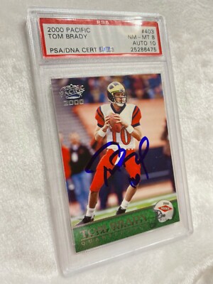 GRADED TOM BRADY ROOKIE 2000 PACIFIC #403 SIGNED AUTO 10 PSA
