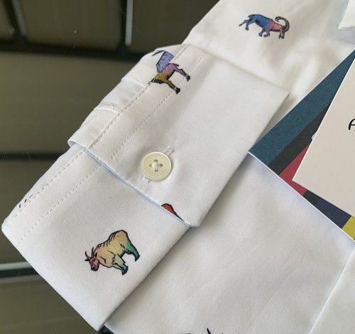 BNWT Paul Smith PS Slim Fit Ram Print White Shirt Size XS - Picture 8 of 9
