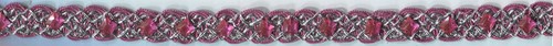 3/4" METALLIC SILVER FUCHSIA RHINESTONE FABRIC TRIM 10 YARDS - Picture 2 of 2