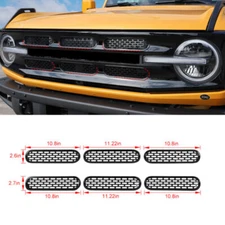 Center Grill Mesh Grille Insert Frame Cover Trim For Ford Bronco 2021 22+ Black