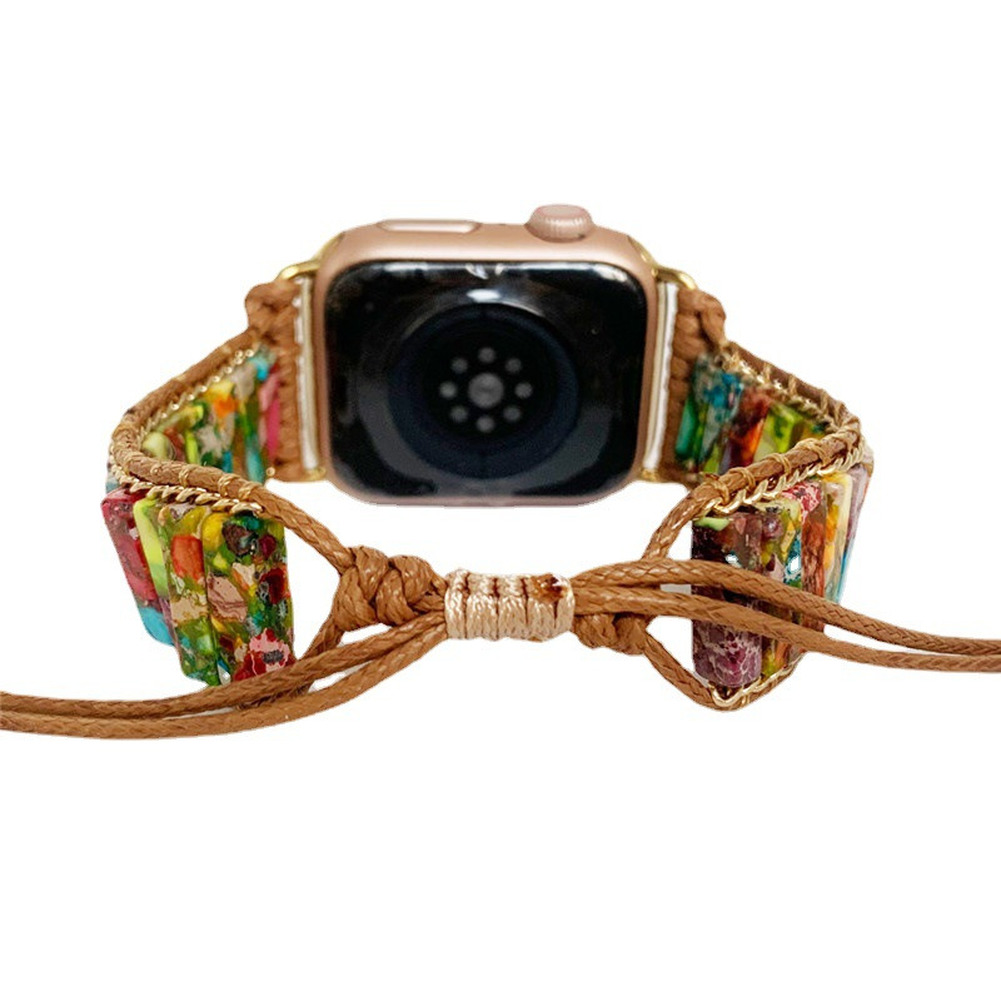 NEW Natural Stone Multicolor Boho Apple iWatch Band Amazon.com: Boho Natural Stone Bracelet Compatible with  main image 3