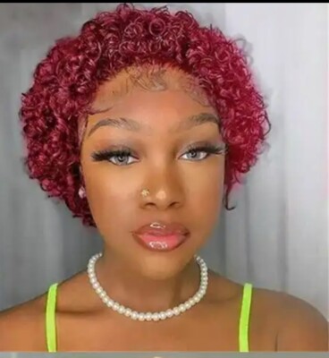 Pixie Cut wigs Human Hair Curly Lace Front Human Water Wave Bob Wig 13x1