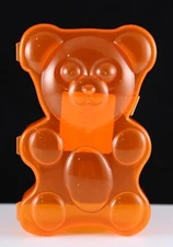 New Bright Orange Translucent Pen Gear Gummy Bear Shaped Pencil Box HTF