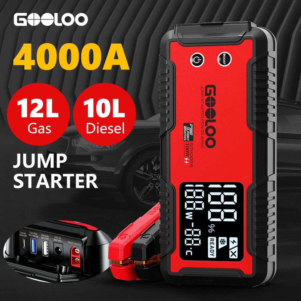 GOOLOO GT4000S Starthilfe Powerbank, 4000A 100W Zweiwege-Schnellladegerät 12V