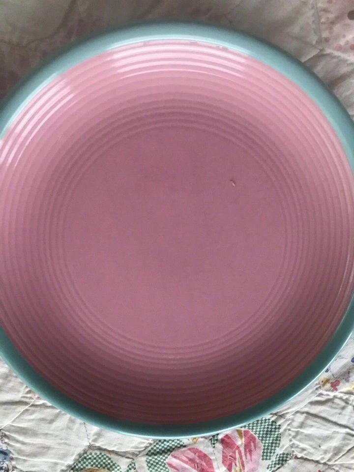 Sango Innovations Stoneware 2 Pink 7.5" Salad or Dessert Plates Turquoise Rims - Image 2 of 4