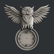 3d STL models for CNC, Artcam, Aspire, relief clock owl