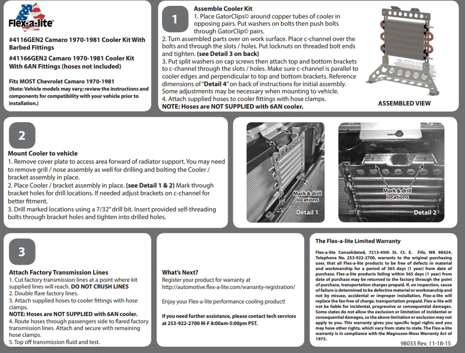 Flex-a-lite 4116GEN2 - Flex-A-Lite TransLife Transmission Coolers 1970-81 Camaro - Image 2 of 3