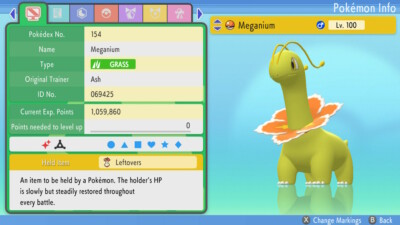  Pokemon Brilliant Diamond/Shining Pearl MEGANIUM  Ultra Shiny 6IV Bold Lv100