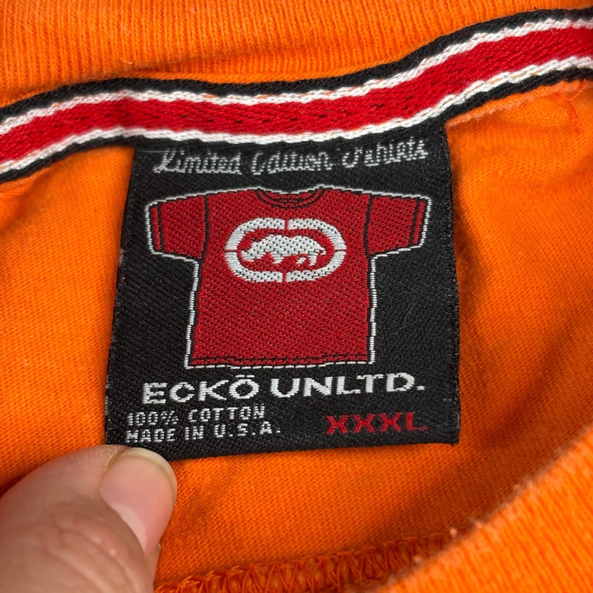 Vintage Ecko Unltd T-Shirt Mens 2XL Orange Mindlabs Streetwear Hip