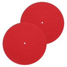 2 Pcs Record Player Mat, 12 Inch Turntable Mat 3mm Felt Turntable Pad, Red