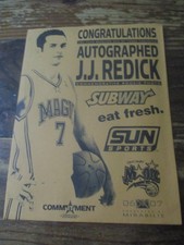 J.J. REDICK AUTHENTIC AUTOGRAPHED/SIGNED 8X10 PHOTO STADIUM GIVEAWAY NBA MAGIC
