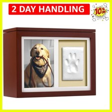 Personalized Paw Print Sculpture & Memory Box for Beloved Pets - Espresso Finish