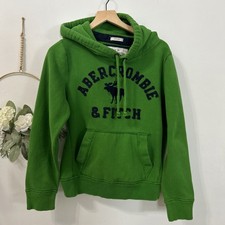 VTG Abercrombie Hoodie Green Y2K Preppy Sweatshirt Muscle Fit Moose 2000s Mens M