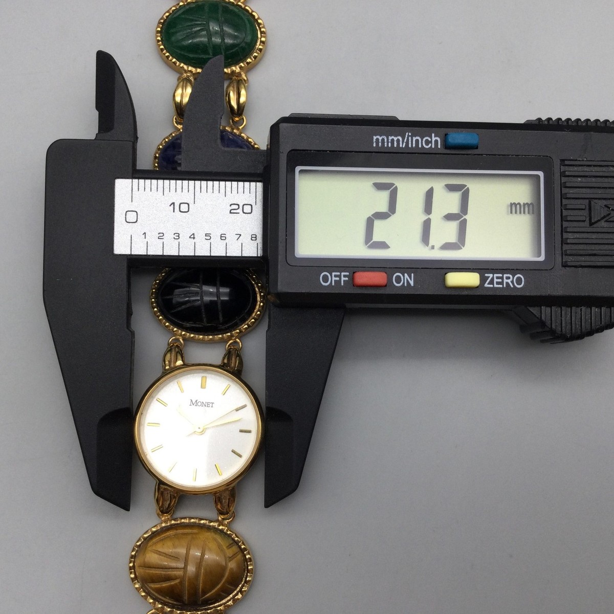 Vintage Monet Gold Tone Multicolor Scarab Bracelet Quartz Watch Scarab Watch - Etsy main image 2