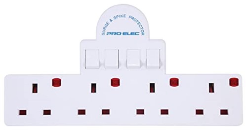 13 a 4 Way Switched Adaptor with Surge Protection - White