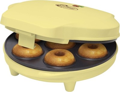 Bestron Donut Maker 7 Donuts Mini Donutmaker 700W Gelb Backampel Retro Design