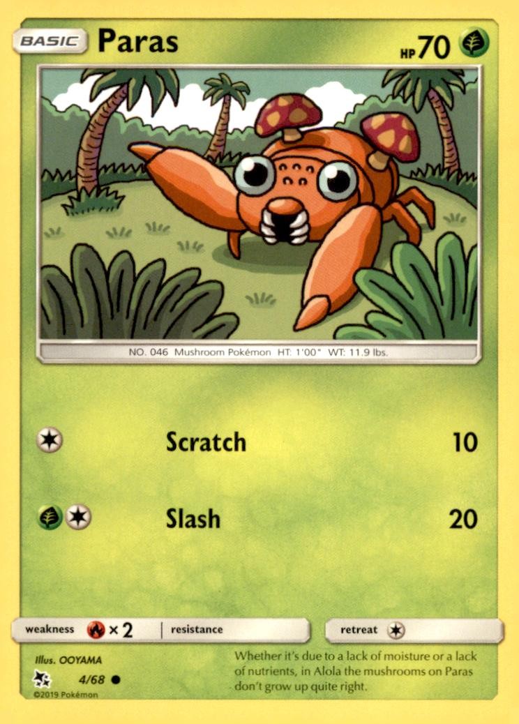 Paras 4/68 Common Hidden Fates Pokemon Near Mint