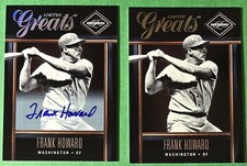 Two 2012 Panini Limited Greats - One Autographed - #29 Frank Howard  xxx/299