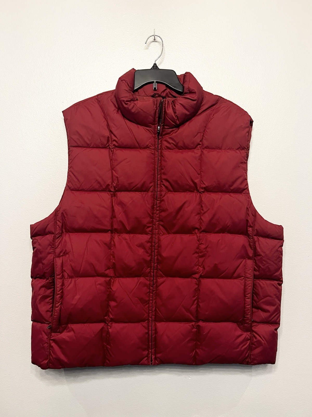 Eddie Bauer Down Vest Mens 2XL Red Quilted Puffer Insulated Nylon Goose Outdoors