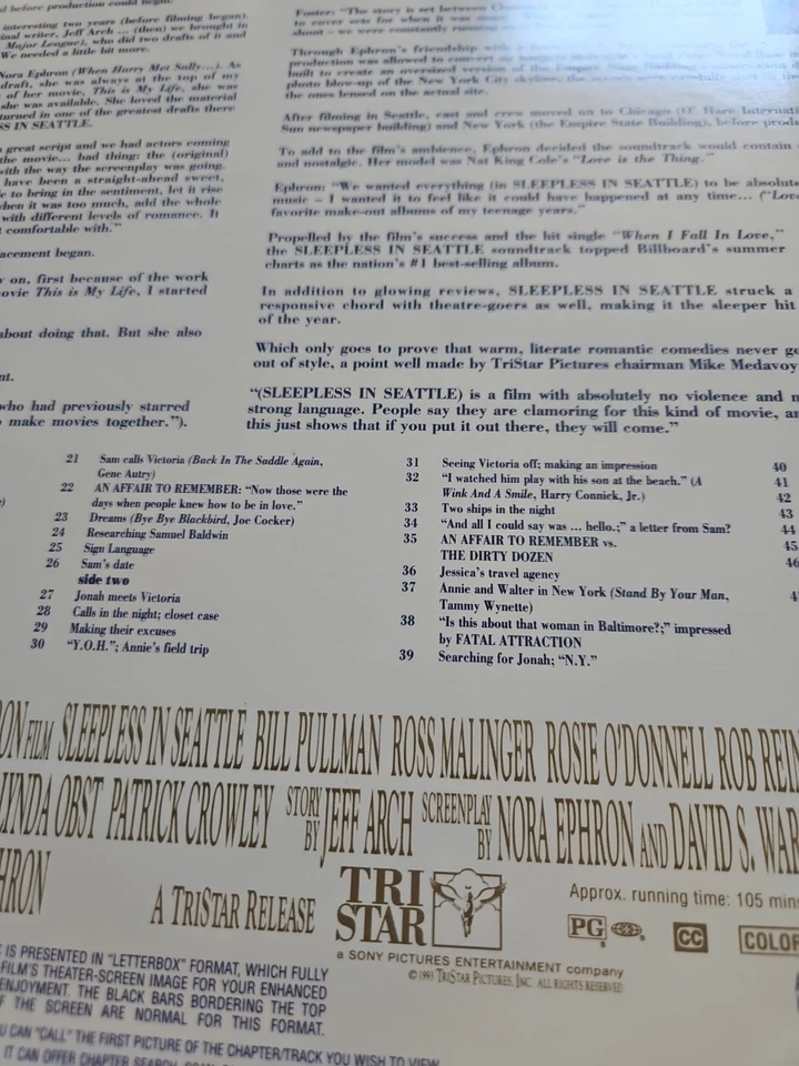 Sleepless In Seattle Widescreen Laserdisc LD Open Shrink Tom Hanks VG Cond RY1 Foto 4 de 4