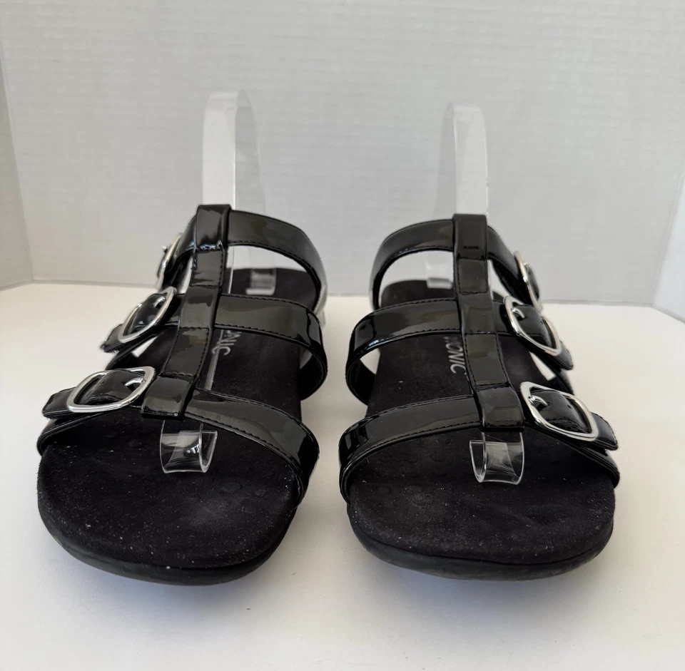 Vionic Sandals Women’s 10M Misa Slide Comfort Black Patent Leather TVW5135 - Image 2 of 4
