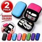 2 PCS HARD EVA SHELL PORTABLE CASE BOX Headset Earphone Earbud Storage Pouch Bag