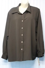Notations black lightweight long sleeve button front shirt 1X NWT