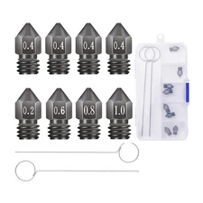 8pcs 3d Printer Hardened Steel Mk8 Nozzles Upgraded Tungsten Metal Extruder Nozz