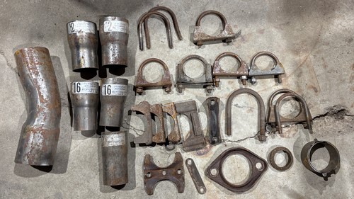 Lot Of Muffler Clamps, Tubing, Adapters, 1 3/4”, 2”, 2 1/4”