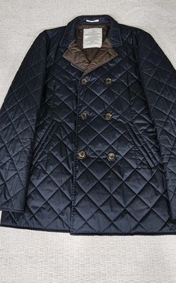   Brunello Cucinelli Navy Blue Insulated Quilted Coat Jacket 38 Medium IT 48