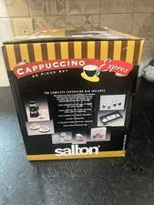 New Salton 20 PIECE CAFE CAPPUCCINO BAR SET EX81KITB Black w Wht Dishes Maxim