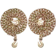 3/8"x10' Binder Chain G80 Tie Down Tow Chain with Hooks 2 Pack 7100 lbs