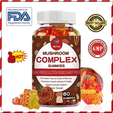 Mushroom Gummies 500mg -60pcs Immune Support Cognitive Boost Antioxidant Defense