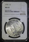 1935 P Peace Silver Dollar NGC MS63 Choice BU Lustrous Well Struck Coin