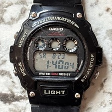 CASIO ILLUMINATOR Watch Alarm Chronograph Black Backlight 3225 W-214HC WORKS