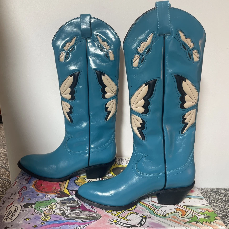 Jeffrey Campbell Mariposa Alto Western Azul Talla 8 Foto 4 de 4