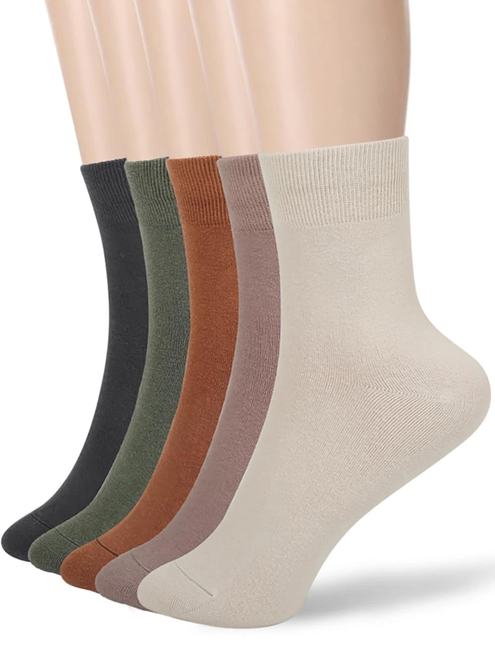 Womens Thin Cotton Socks, Casual Soft Cotton Socks Above Ankle Crew Socks 5 P...
