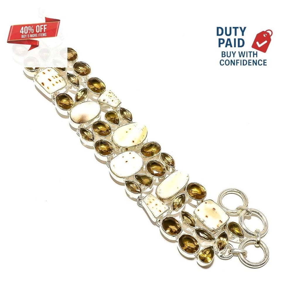 Thanks Giving Day Sale 925 Silver Genuine Shell Quartz Chain Engagement Bracelet - Image 3 of 4