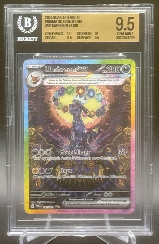 2025 Prismatic Evolutions Umbreon ex #161 10 Centering Perfect Subs SIR BGS 9.5
