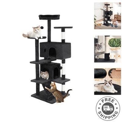 Elegant 54in Multi-Level Cat Tower & Scratching Post - Space Saving Design
