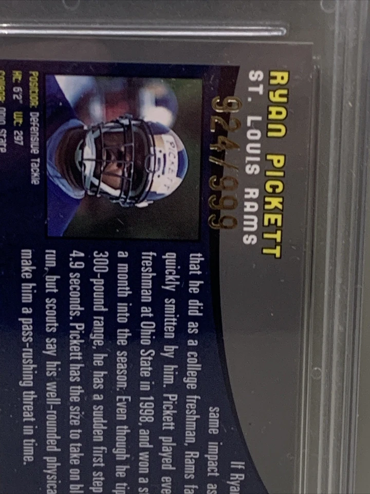 2001 Topps Chrome Refractor Ryan Pickett Rookie Rams #278 / 999 Graded 9!! - Image 4 of 4